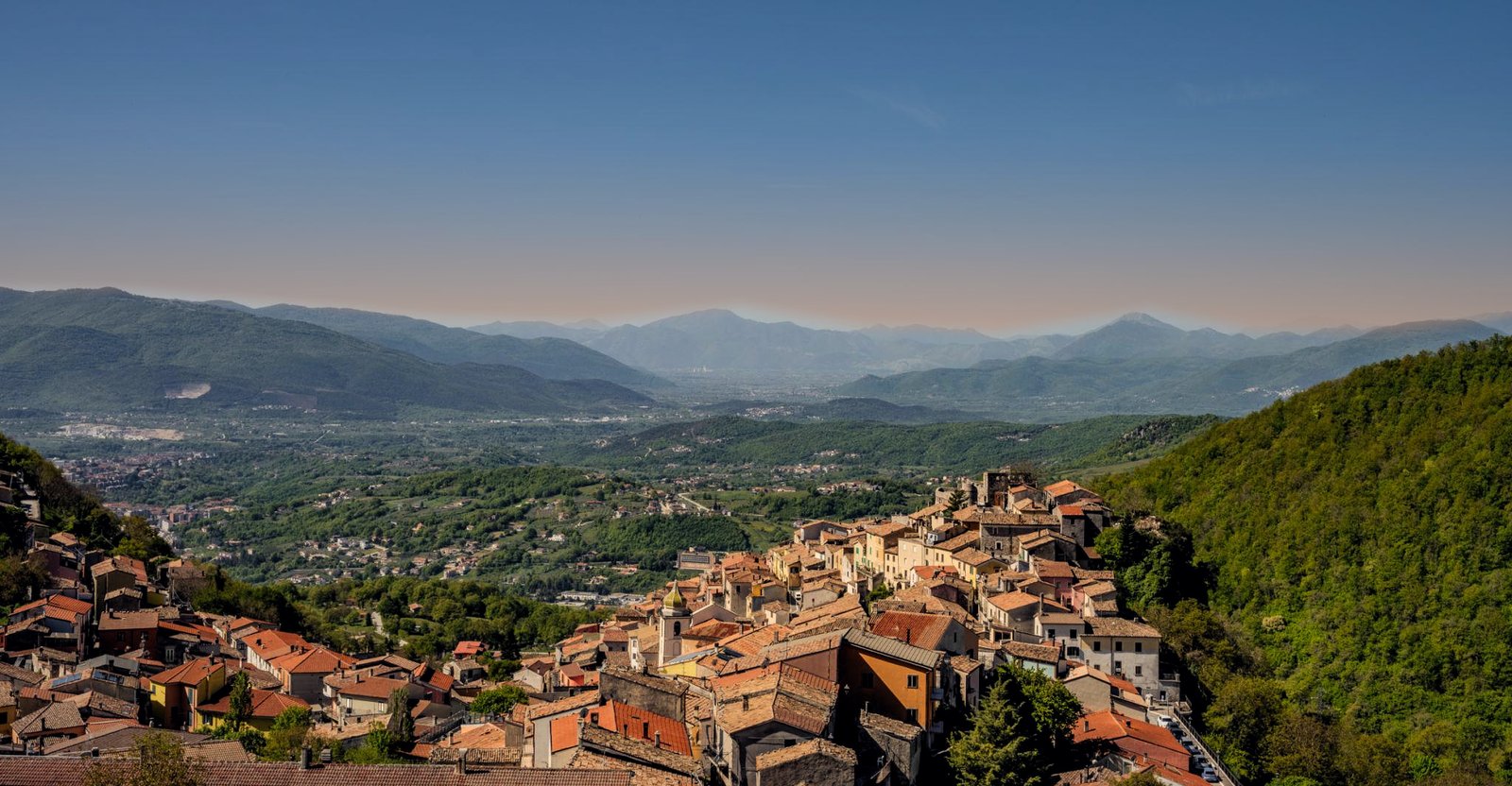Miranda, Molise, overlooking wooded hills and distant mountains